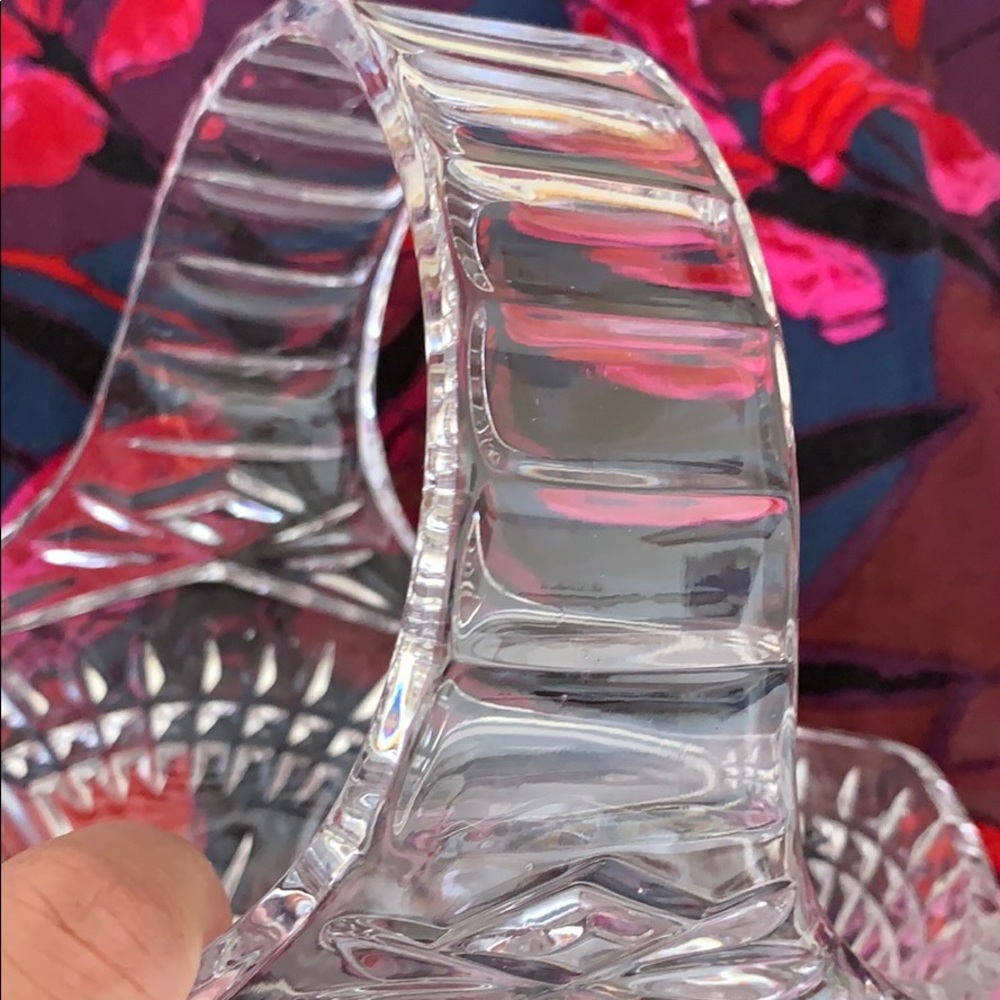 Lead Crystal Etched Cut Glass Basket - Picture 2 of 12